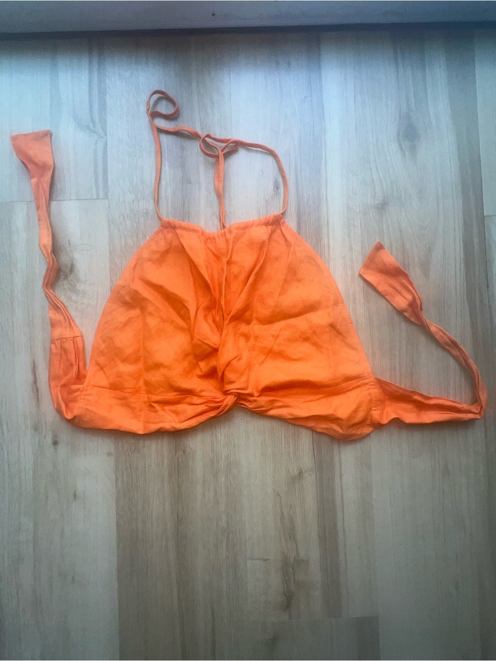 Reformation Bright Orange Halter Crop Top